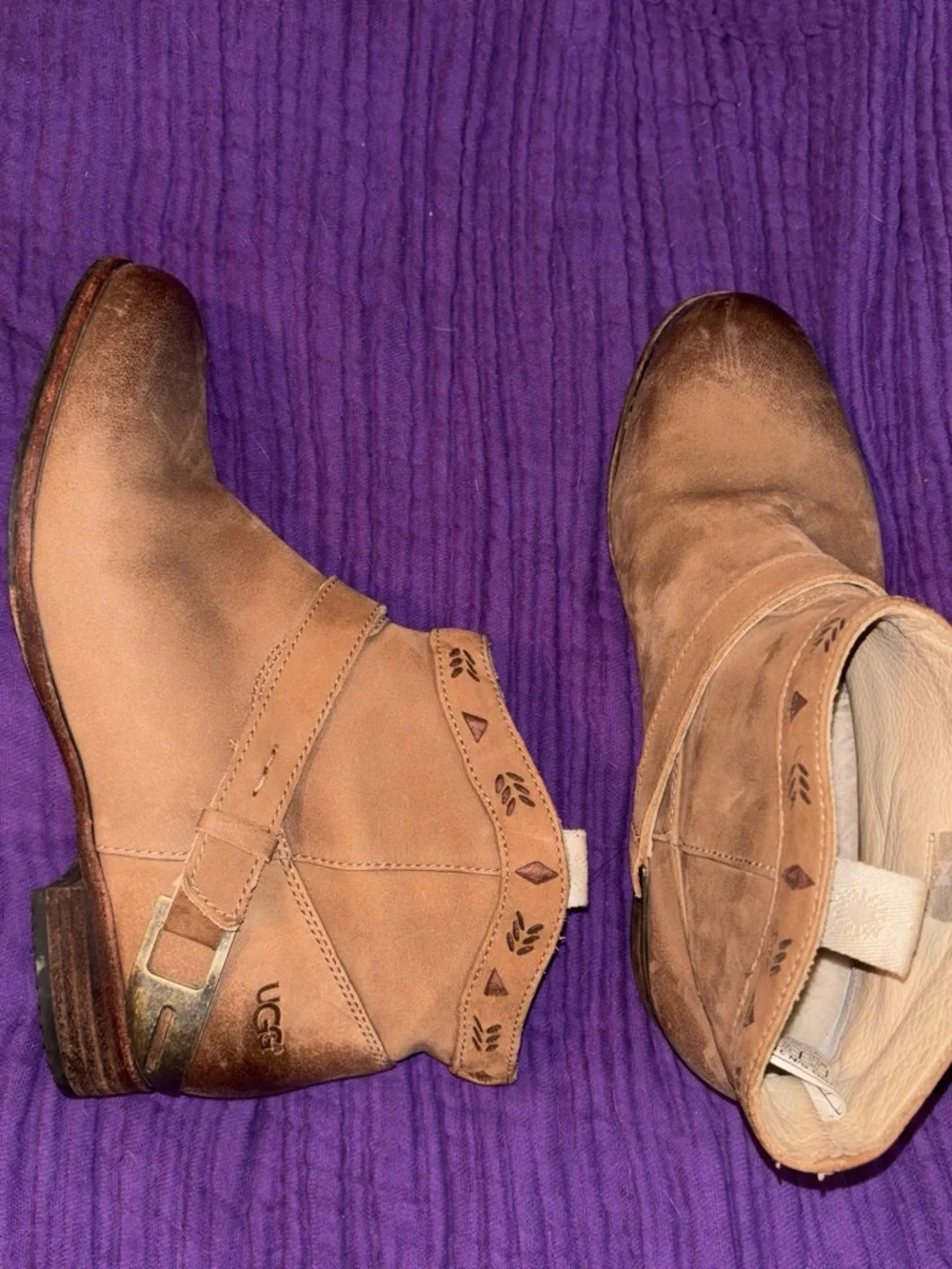 UGG Women's Tan Suede Ankle Booties